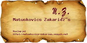 Matuskovics Zakariás névjegykártya